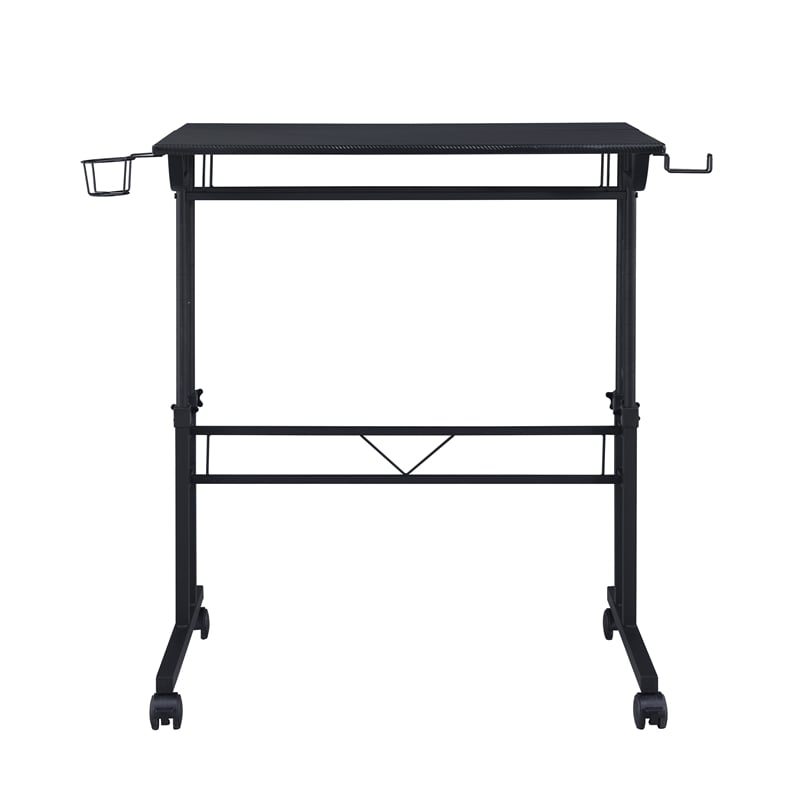 Pemberly Row Engineered Wood Adjustable Desktop/Shelves Writing Desk - Black