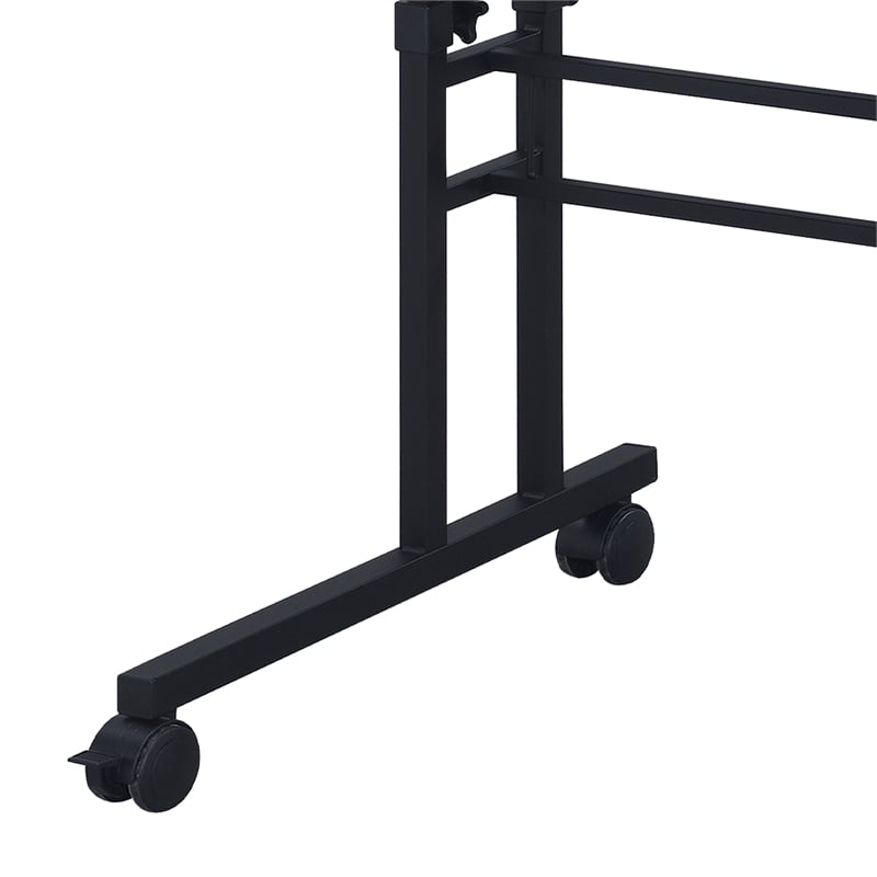 Pemberly Row Engineered Wood Adjustable Desktop/Shelves Writing Desk - Black
