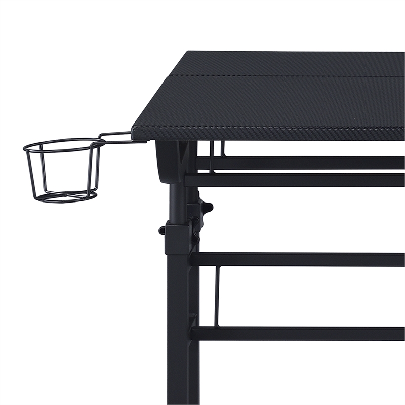 Pemberly Row Engineered Wood Adjustable Desktop/Shelves Writing Desk - Black