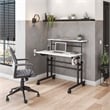 Pemberly Row Engineered Wood Adjustable Desktop/Shelves Writing Desk - White
