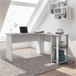 Pemberly Row Modern Engineered Wood L-Shaped Computer Desk with Shelves in Gray