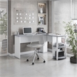 Pemberly Row Modern Engineered Wood L-Shaped Computer Desk with Shelves in Gray
