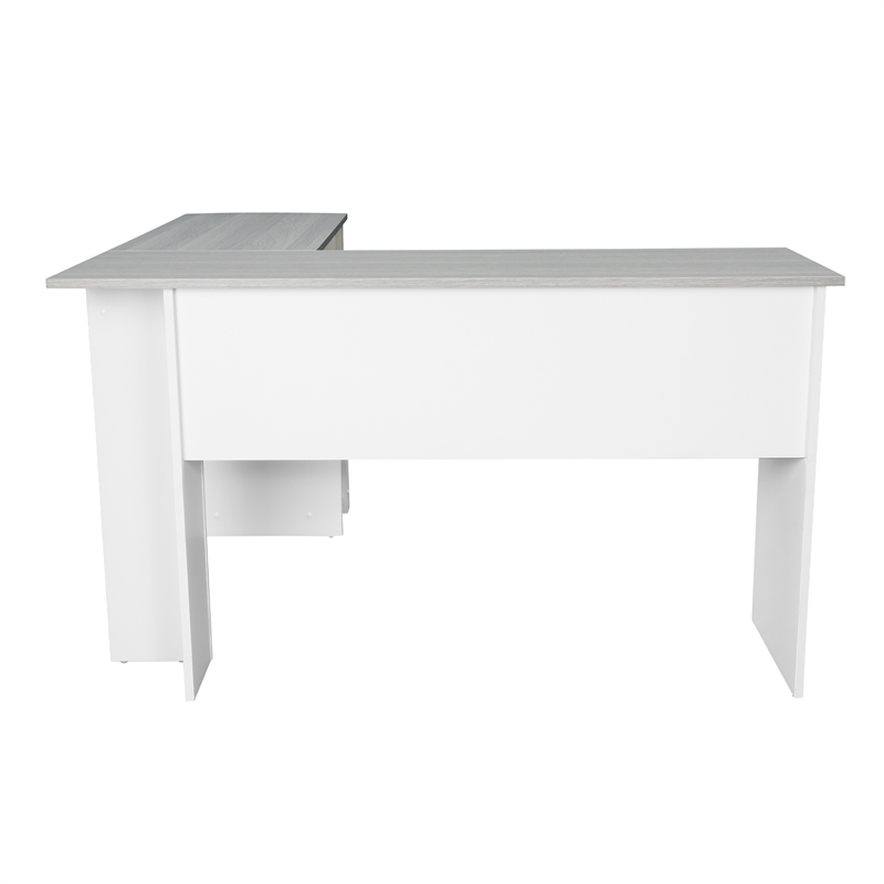 Pemberly Row Modern Engineered Wood L-Shaped Computer Desk with Shelves in Gray