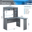 Pemberly Row Modern Engineered Wood L-Shaped Computer Desk with Hutch in Gray