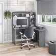 Pemberly Row Modern Engineered Wood L-Shaped Computer Desk with Hutch in Gray
