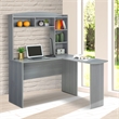 Pemberly Row Modern Engineered Wood L-Shaped Computer Desk with Hutch in Gray