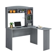 Pemberly Row Modern Engineered Wood L-Shaped Computer Desk with Hutch in Gray