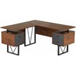 Pemberly Row Reversible Wooden L Shaped Computer Writing Desk in Walnut