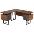 Pemberly Row Reversible Wooden L Shaped Computer Writing Desk in Walnut