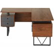 Pemberly Row Reversible Wooden L Shaped Computer Writing Desk in Walnut