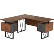 Pemberly Row Reversible Wooden L Shaped Computer Writing Desk in Walnut