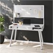 Pemberly Row Computer Writing Desk in White with Magnetic Dry Erase Board