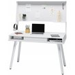 Pemberly Row Computer Writing Desk in White with Magnetic Dry Erase Board