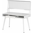 Pemberly Row Computer Writing Desk in White with Magnetic Dry Erase Board