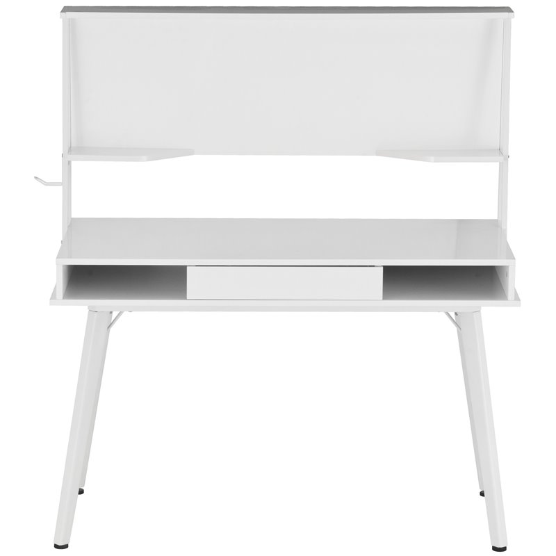 Pemberly Row Computer Writing Desk in White with Magnetic Dry Erase Board