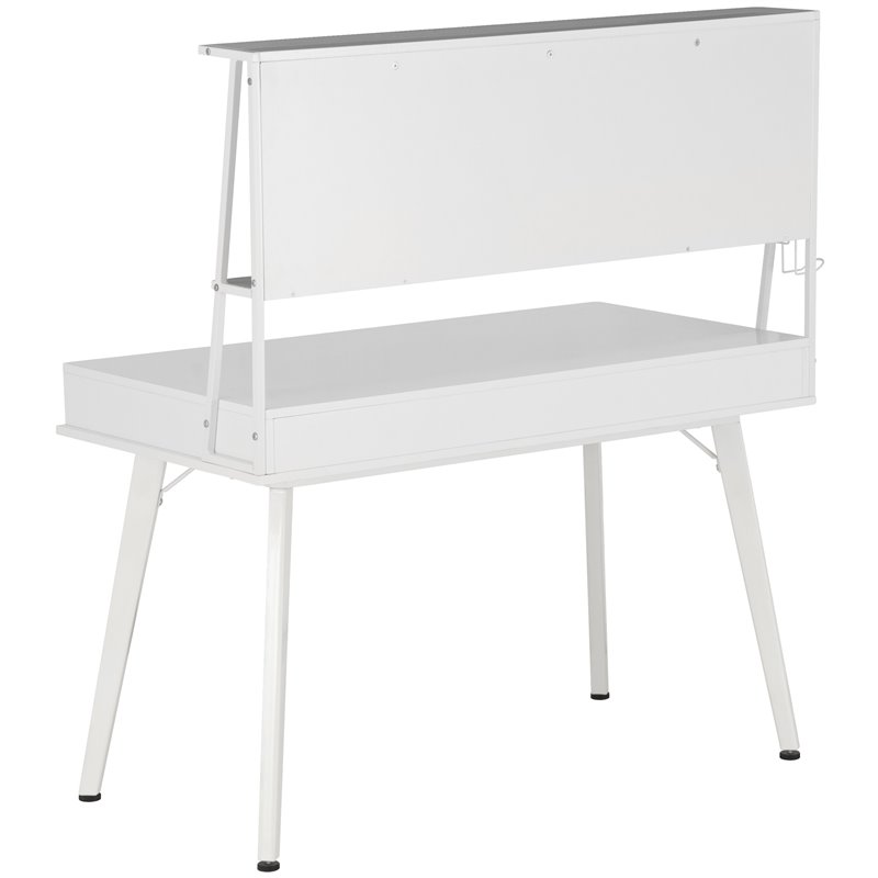 Pemberly Row Computer Writing Desk in White with Magnetic Dry Erase Board