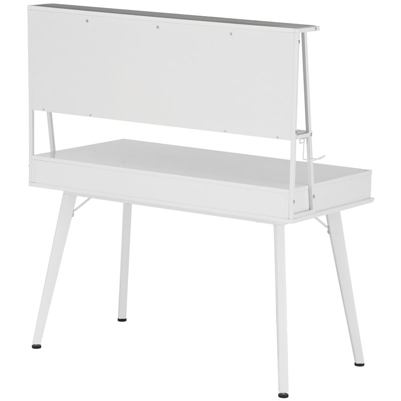 Pemberly Row Computer Writing Desk in White with Magnetic Dry Erase Board