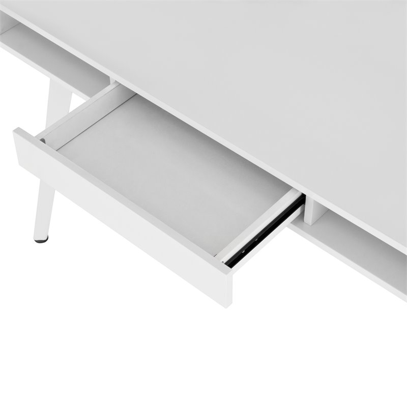 Pemberly Row Computer Writing Desk in White with Magnetic Dry Erase Board