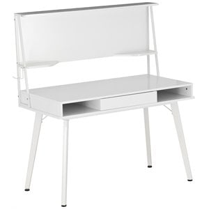 Pemberly Row Computer Writing Desk in White with Magnetic Dry Erase Board