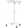 Pemberly Row Wooden Sit to Stand Tiltable Mobile Laptop Stand in White