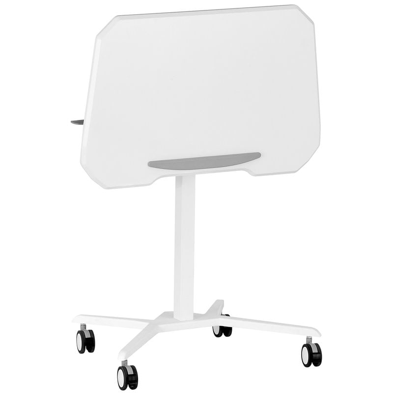 Pemberly Row Wooden Sit to Stand Tiltable Mobile Laptop Stand in White