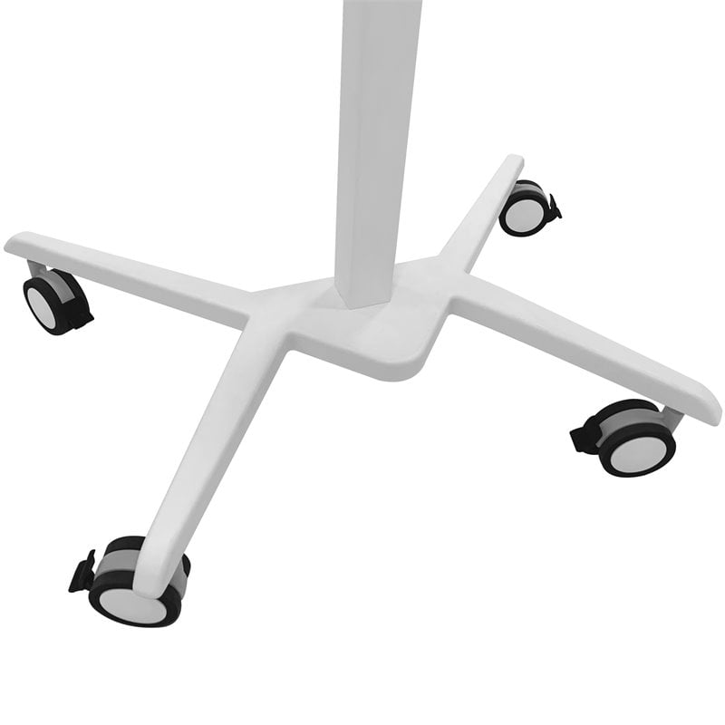 Pemberly Row Wooden Sit to Stand Tiltable Mobile Laptop Stand in White