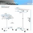Pemberly Row Wooden Sit to Stand Tiltable Mobile Laptop Stand in White