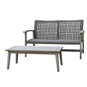 Pemberly Row 2 Piece Sofa and Table Seating Set in Light Gray