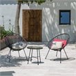 Pemberly Row Contemporary 3 Piece Conversation Patio Set in Gray