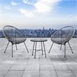Pemberly Row Contemporary 3 Piece Conversation Patio Set in Gray