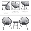 Pemberly Row Contemporary 3 Piece Conversation Patio Set in Gray