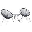 Pemberly Row Contemporary 3 Piece Conversation Patio Set in Gray