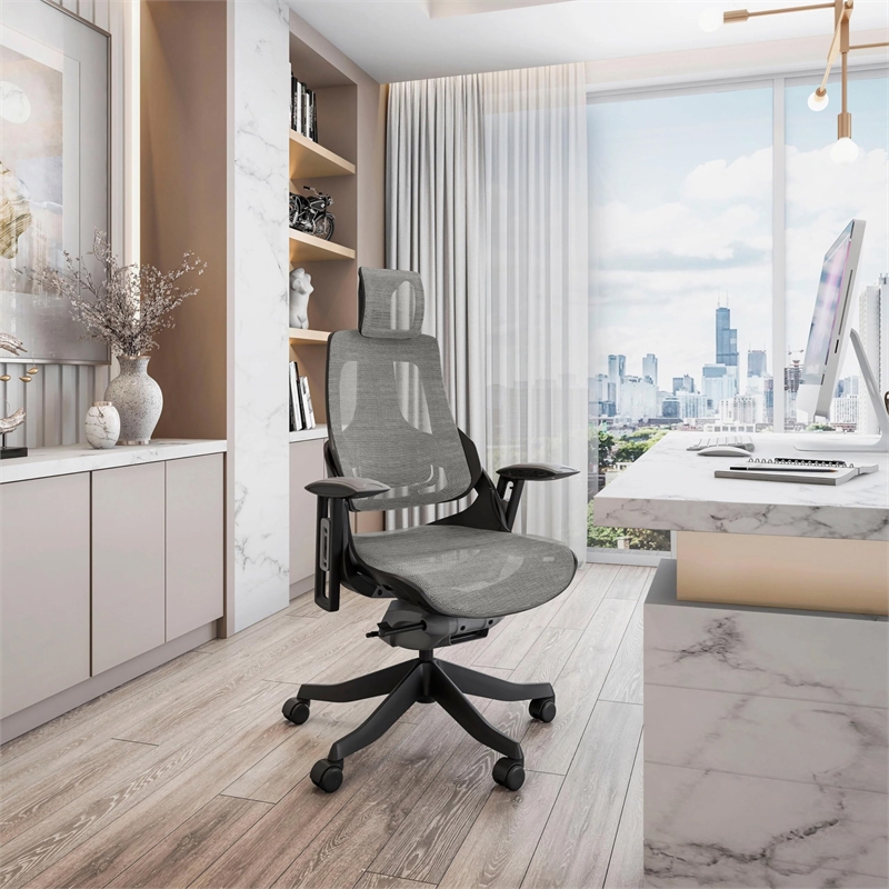 Pemberly Row Contemporary Ergonomic Executive Chair Gray Finish