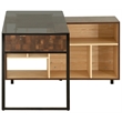 Pemberly Row L-Shaped Glass Table Top Corner Desk with Multiple Storage in Oak
