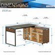 Pemberly Row L-Shaped Glass Table Top Corner Desk with Multiple Storage in Oak