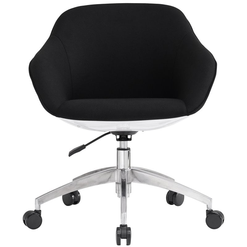 Pemberly Row Fabric Upholstered Office Swivel Chair in Black