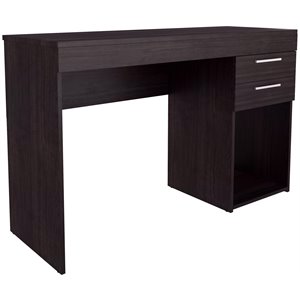 Pemberly Row 48&quotW Engineered Wood 2-Drawers Writing Desk in Espresso