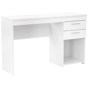 Pemberly Row 48&quotW Engineered Wood 2-Drawers Writing Desk in White
