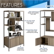 Pemberly Row Mid-Century MDF Wood & Metal Storage Rack with Door Cabinet in Oak