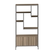 Pemberly Row Mid-Century MDF Wood & Metal Storage Rack with Door Cabinet in Oak