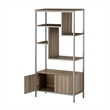 Pemberly Row Mid-Century MDF Wood & Metal Storage Rack with Door Cabinet in Oak