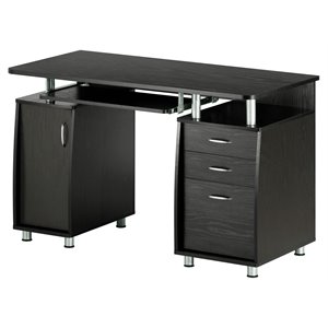 Pemberly Row Engineered Wood Computer Desk with Storage in Espresso