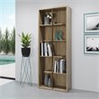 Pemberly Row 5-Shelf Staggered Modern Wood Bookcase in Pine Brown