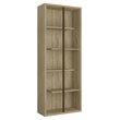 Pemberly Row 5-Shelf Staggered Modern Wood Bookcase in Pine Brown