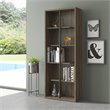 Pemberly Row 5-Shelf Staggered Modern Wood Bookcase in Walnut