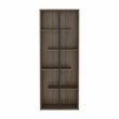 Pemberly Row 5-Shelf Staggered Modern Wood Bookcase in Walnut
