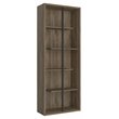 Pemberly Row 5-Shelf Staggered Modern Wood Bookcase in Walnut