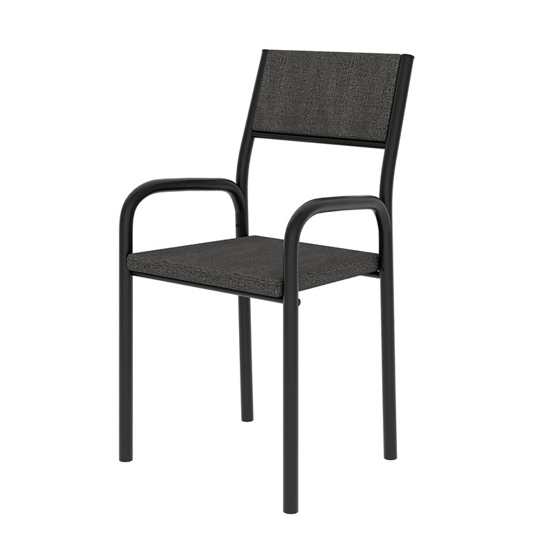 Pemberly Row Contemporary Metal & Fabric Writing Desk in Black