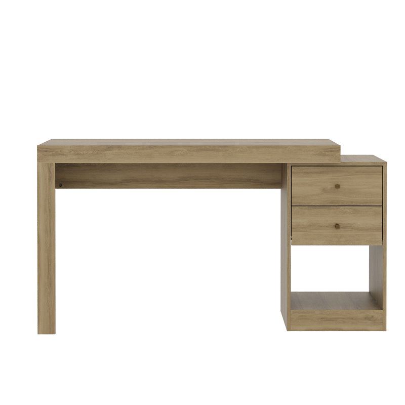 Pemberly Row Expandable Modern Wood Writing Desk in Pine Brown
