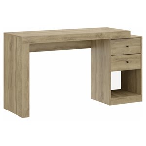 Pemberly Row Expandable Modern Wood Writing Desk in Pine Brown